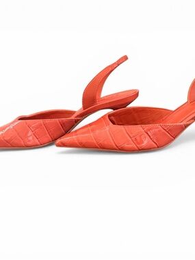 SCHUTZ Coral Orange Pointed Slingback Flats